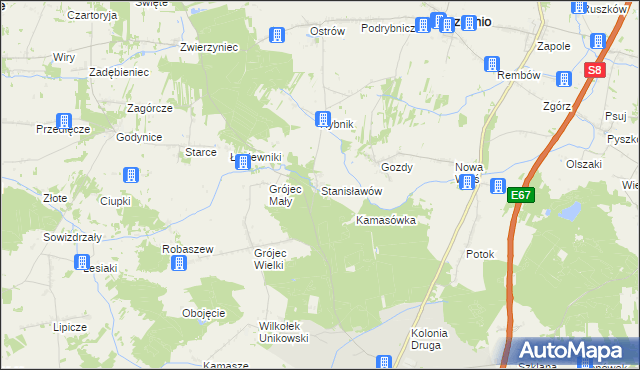 mapa Stanisławów gmina Złoczew, Stanisławów gmina Złoczew na mapie Targeo