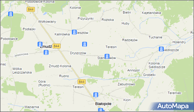 mapa Stanisławów gmina Żmudź, Stanisławów gmina Żmudź na mapie Targeo