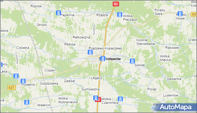 mapa Stanisławów powiat miński, Stanisławów powiat miński na mapie Targeo