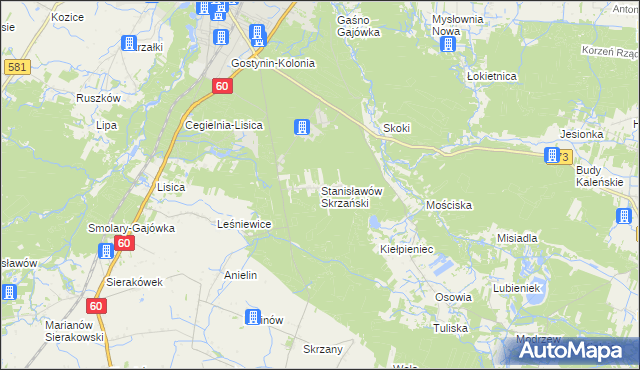 mapa Stanisławów Skrzański, Stanisławów Skrzański na mapie Targeo