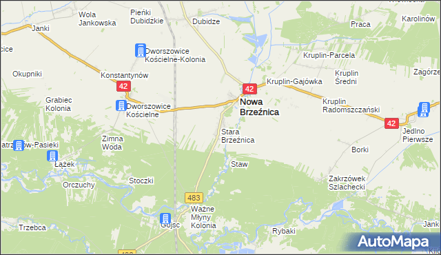 mapa Stara Brzeźnica, Stara Brzeźnica na mapie Targeo