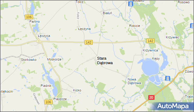 mapa Stara Dąbrowa powiat stargardzki, Stara Dąbrowa powiat stargardzki na mapie Targeo