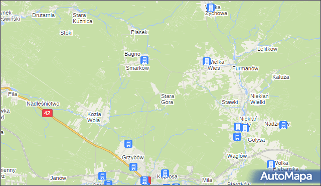mapa Stara Góra gmina Stąporków, Stara Góra gmina Stąporków na mapie Targeo