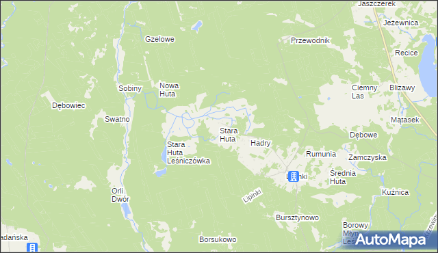 mapa Stara Huta gmina Warlubie, Stara Huta gmina Warlubie na mapie Targeo