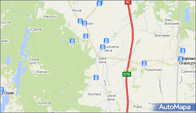 mapa Stara Jania, Stara Jania na mapie Targeo