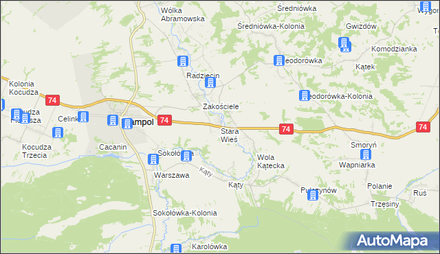 mapa Stara Wieś gmina Frampol, Stara Wieś gmina Frampol na mapie Targeo