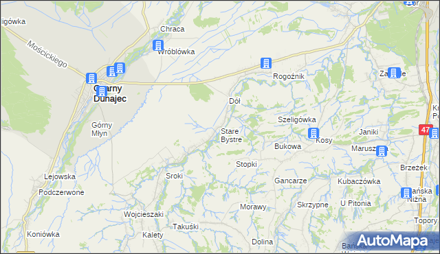 mapa Stare Bystre, Stare Bystre na mapie Targeo