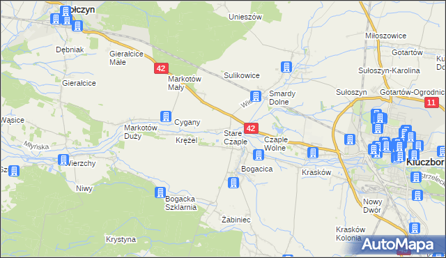 mapa Stare Czaple gmina Kluczbork, Stare Czaple gmina Kluczbork na mapie Targeo