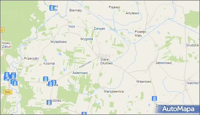 mapa Stare Dłutowo, Stare Dłutowo na mapie Targeo