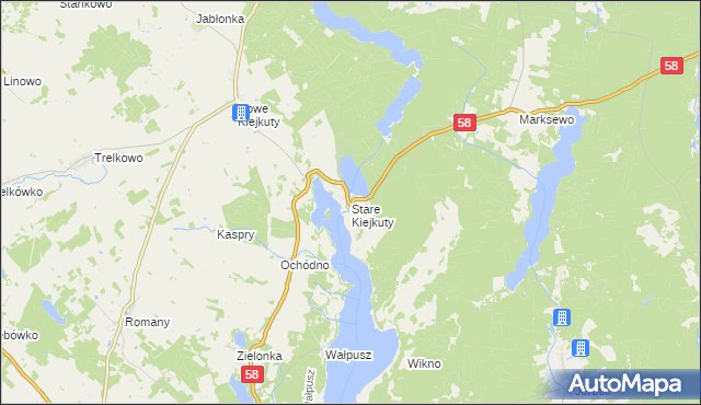 mapa Stare Kiejkuty, Stare Kiejkuty na mapie Targeo