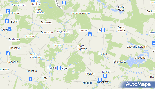 mapa Stare Zadybie, Stare Zadybie na mapie Targeo