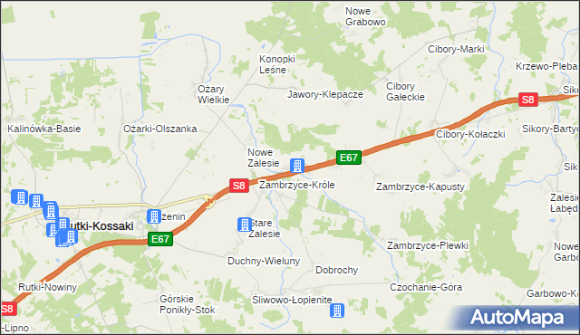 mapa Stare Zambrzyce, Stare Zambrzyce na mapie Targeo