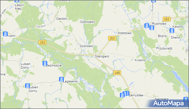 mapa Starogard, Starogard na mapie Targeo