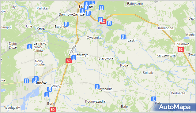 mapa Starowola gmina Jadów, Starowola gmina Jadów na mapie Targeo