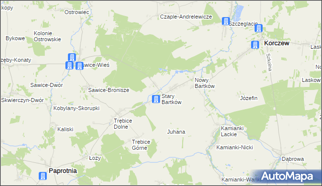 mapa Stary Bartków, Stary Bartków na mapie Targeo