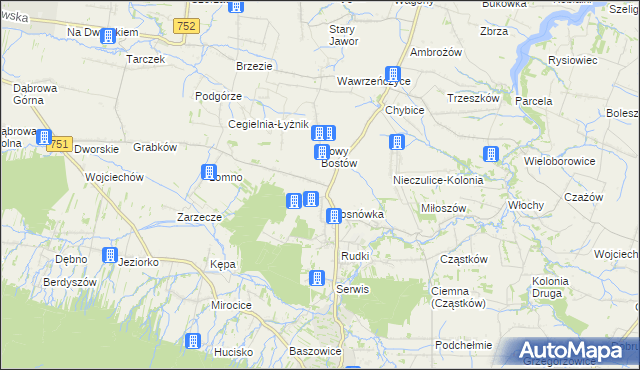 mapa Stary Bostów, Stary Bostów na mapie Targeo