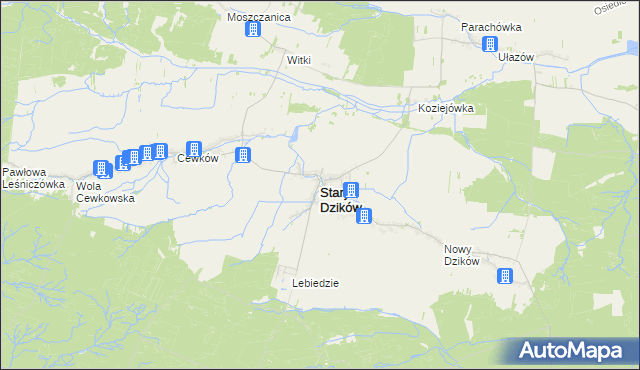 mapa Stary Dzików, Stary Dzików na mapie Targeo