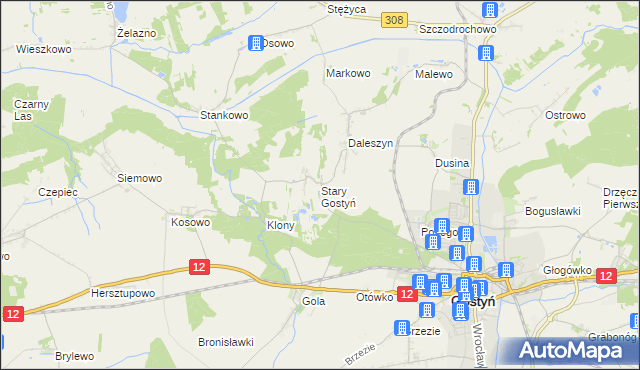 mapa Stary Gostyń, Stary Gostyń na mapie Targeo