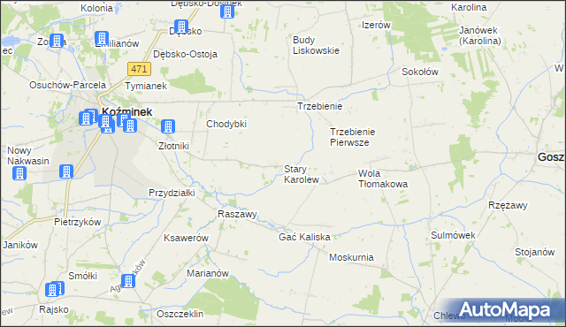 mapa Stary Karolew, Stary Karolew na mapie Targeo