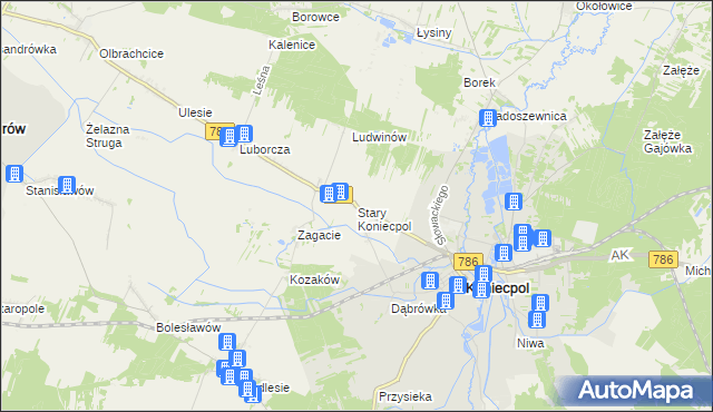 mapa Stary Koniecpol, Stary Koniecpol na mapie Targeo