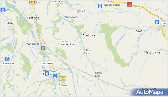 mapa Stary Las gmina Głuchołazy, Stary Las gmina Głuchołazy na mapie Targeo