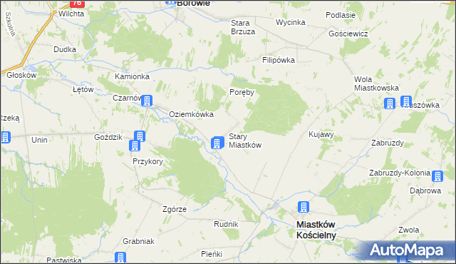 mapa Stary Miastków, Stary Miastków na mapie Targeo