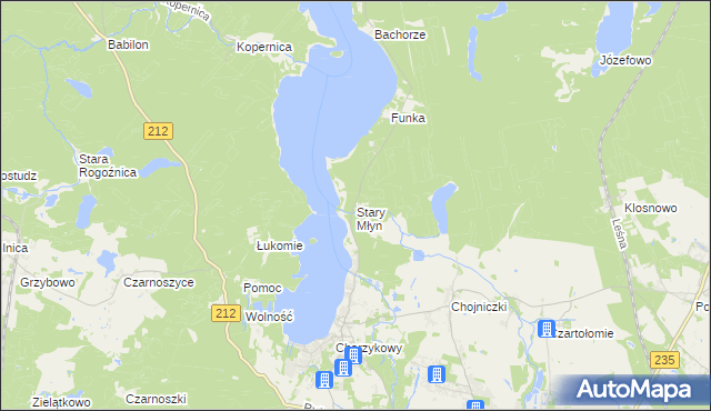 mapa Stary Młyn gmina Chojnice, Stary Młyn gmina Chojnice na mapie Targeo