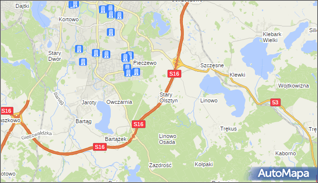 mapa Stary Olsztyn, Stary Olsztyn na mapie Targeo