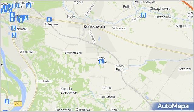 mapa Stary Pożóg, Stary Pożóg na mapie Targeo