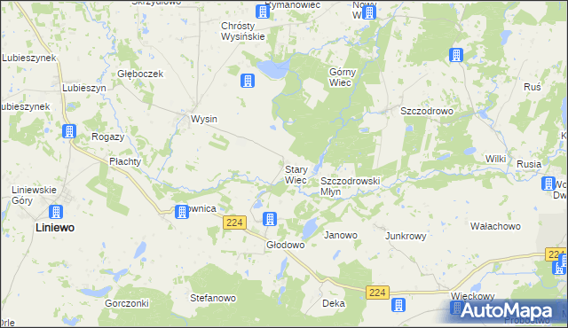 mapa Stary Wiec, Stary Wiec na mapie Targeo