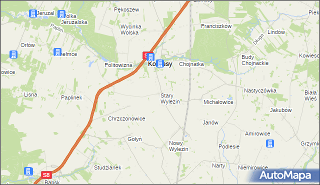 mapa Stary Wylezin, Stary Wylezin na mapie Targeo