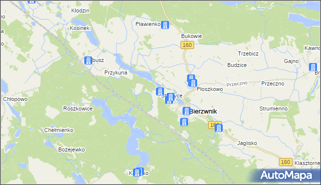 mapa Starzyce gmina Bierzwnik, Starzyce gmina Bierzwnik na mapie Targeo