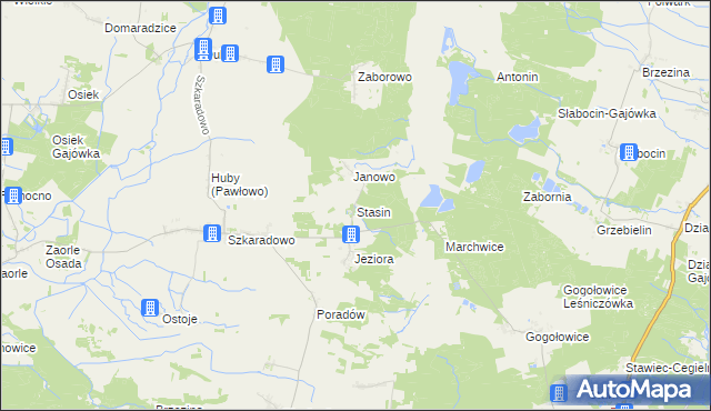 mapa Stasin gmina Jutrosin, Stasin gmina Jutrosin na mapie Targeo