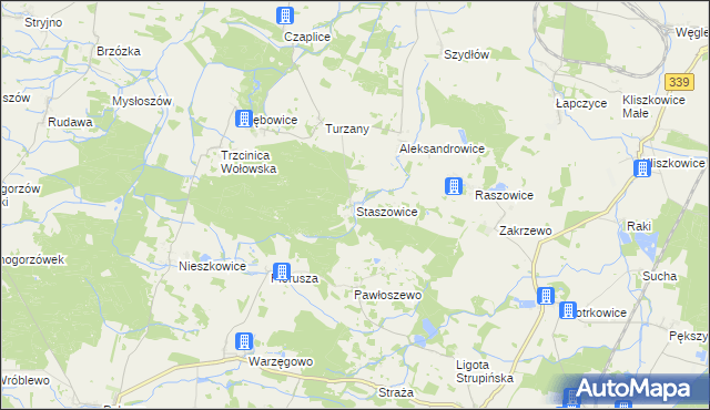 mapa Staszowice, Staszowice na mapie Targeo