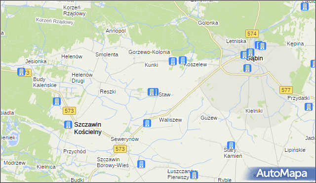 mapa Staw gmina Szczawin Kościelny, Staw gmina Szczawin Kościelny na mapie Targeo