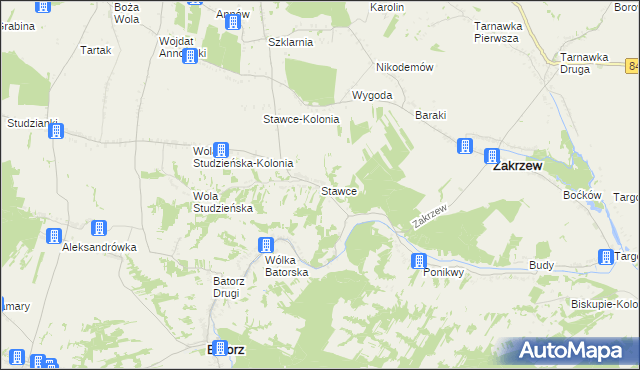 mapa Stawce, Stawce na mapie Targeo