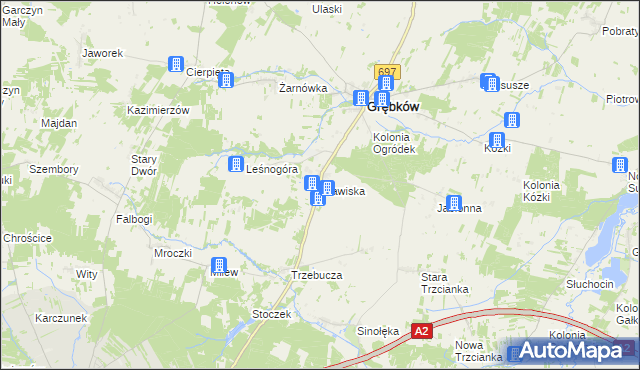 mapa Stawiska gmina Grębków, Stawiska gmina Grębków na mapie Targeo