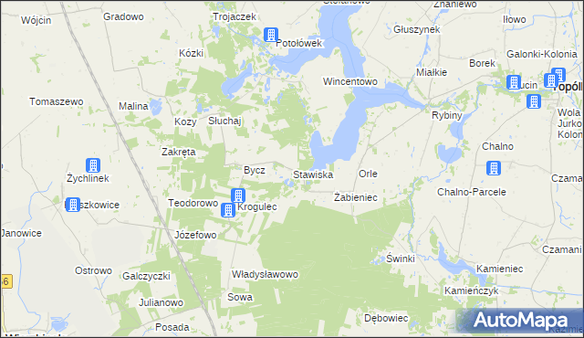 mapa Stawiska gmina Piotrków Kujawski, Stawiska gmina Piotrków Kujawski na mapie Targeo