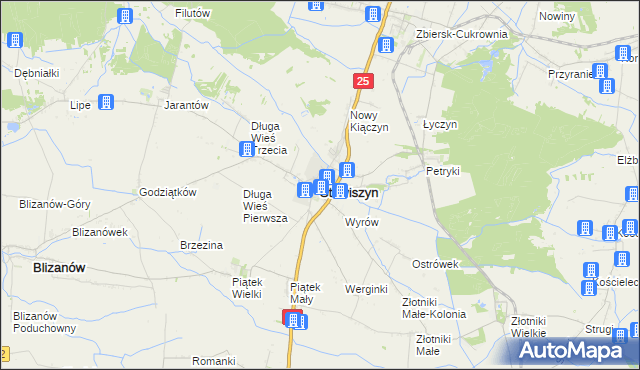 mapa Stawiszyn powiat kaliski, Stawiszyn powiat kaliski na mapie Targeo