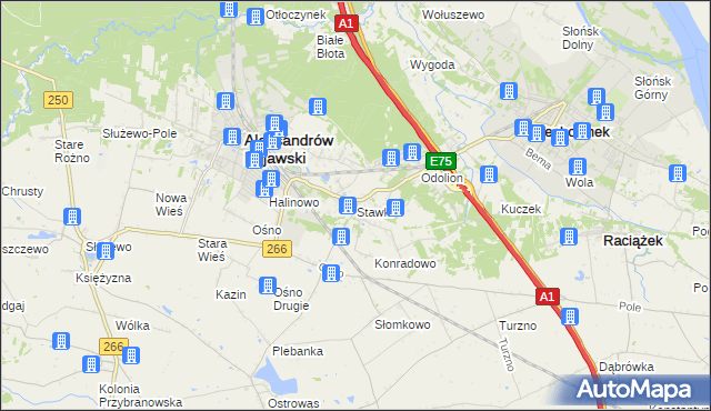 mapa Stawki gmina Aleksandrów Kujawski, Stawki gmina Aleksandrów Kujawski na mapie Targeo