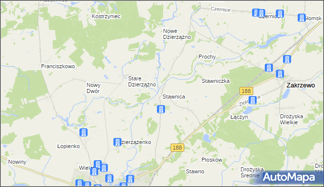 mapa Stawnica gmina Złotów, Stawnica gmina Złotów na mapie Targeo