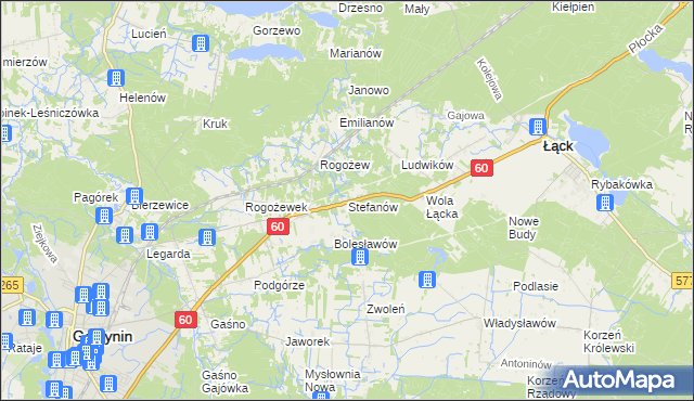 mapa Stefanów gmina Gostynin, Stefanów gmina Gostynin na mapie Targeo