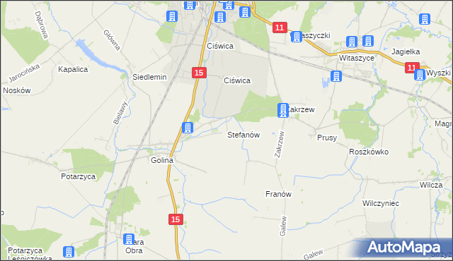 mapa Stefanów gmina Jarocin, Stefanów gmina Jarocin na mapie Targeo