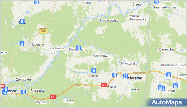 mapa Stefanów gmina Poświętne, Stefanów gmina Poświętne na mapie Targeo