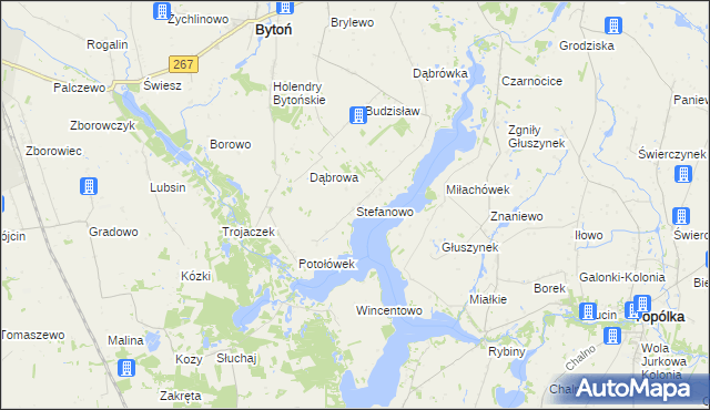 mapa Stefanowo gmina Bytoń, Stefanowo gmina Bytoń na mapie Targeo