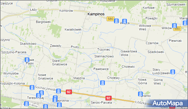 mapa Stelmachowo gmina Leszno, Stelmachowo gmina Leszno na mapie Targeo