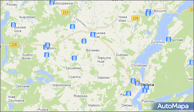 mapa Stężycka Huta, Stężycka Huta na mapie Targeo