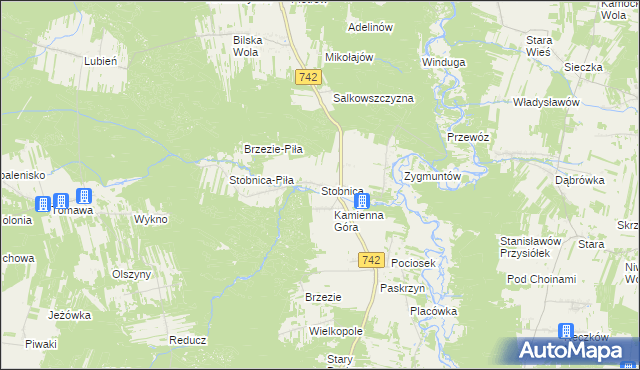 mapa Stobnica gmina Ręczno, Stobnica gmina Ręczno na mapie Targeo