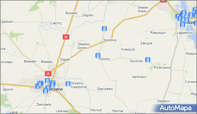 mapa Stodoły gmina Strzelno, Stodoły gmina Strzelno na mapie Targeo