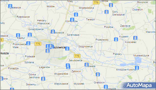 mapa Stogniowice, Stogniowice na mapie Targeo